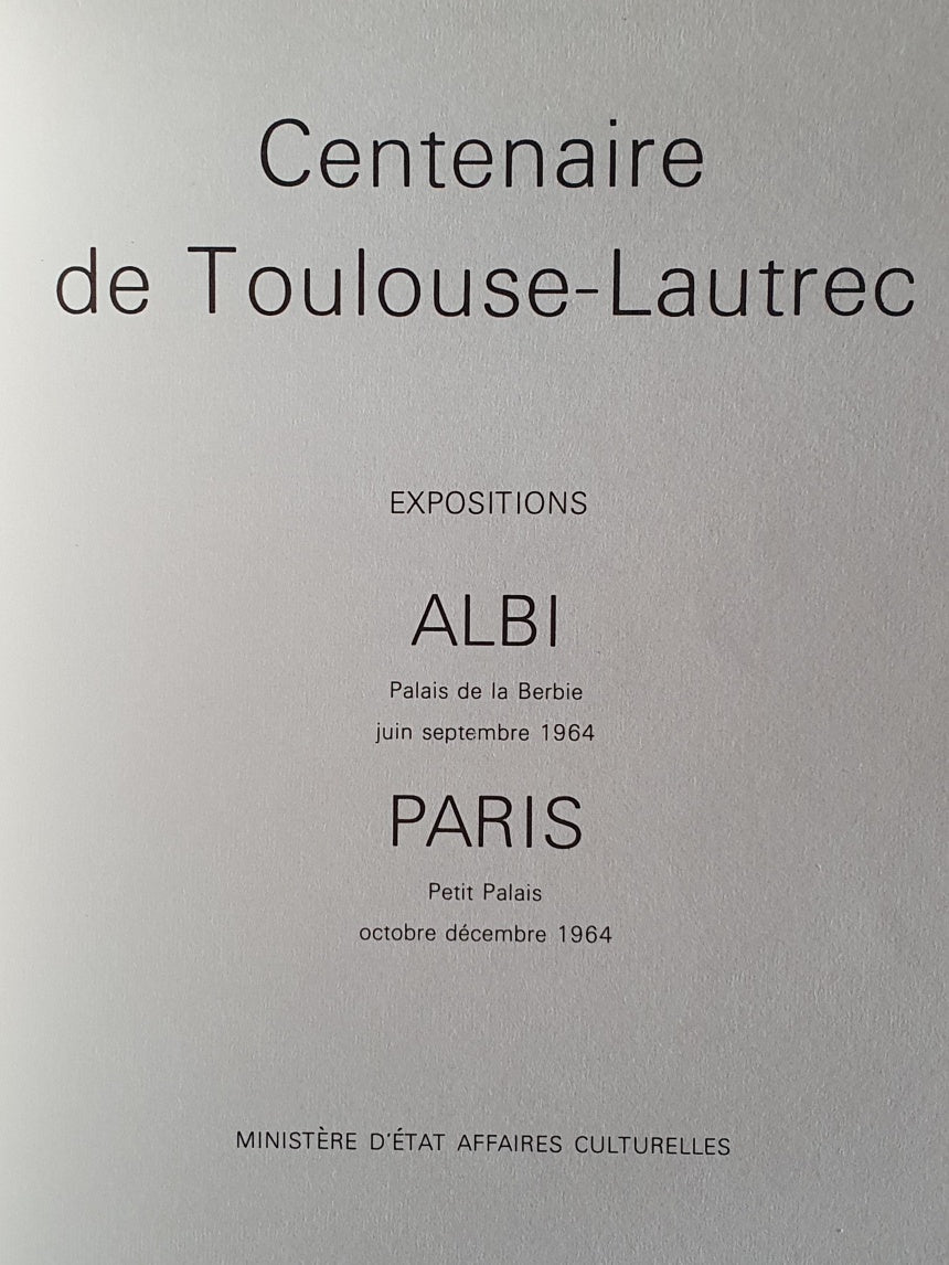 Petit Palais Toulouse-Lautrec Exhibition Book 1964