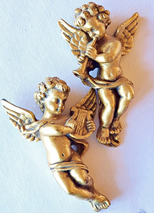 Set of 2, Baroque style musician angels