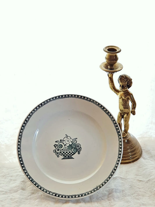 picture of dark green vintage cake stand from saint-amand french vintage