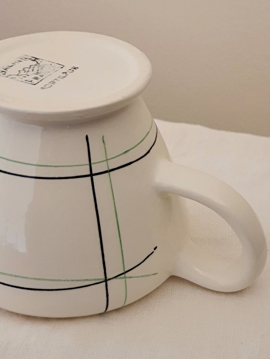 picture of french vintage milk jug 'Sortilège' series from Salin-les-bains with black and right green lines decoration