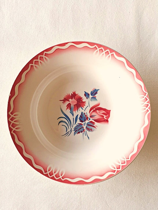 picture of a digoin sarreguemines' vintage red deep plate, 'marjolaine' series