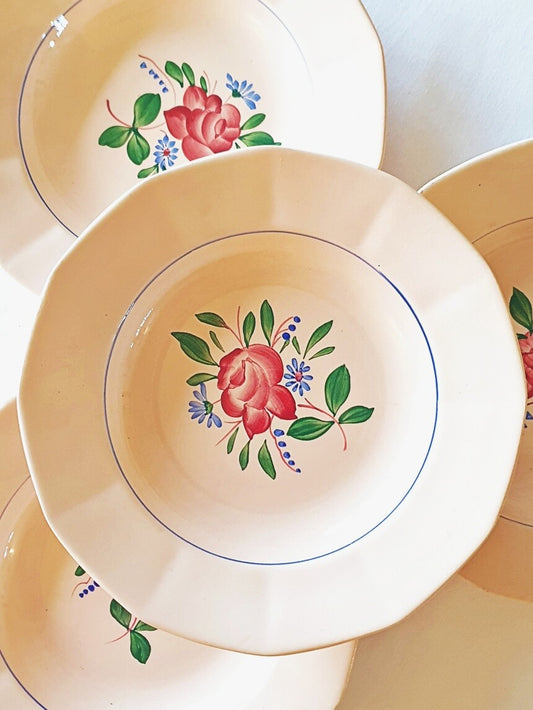 picture of sarreguemines digoin vintage pink flowers deep plates