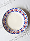 picture of french vintage dessert plates with blue and red brown color from Badonviller fine porcelain