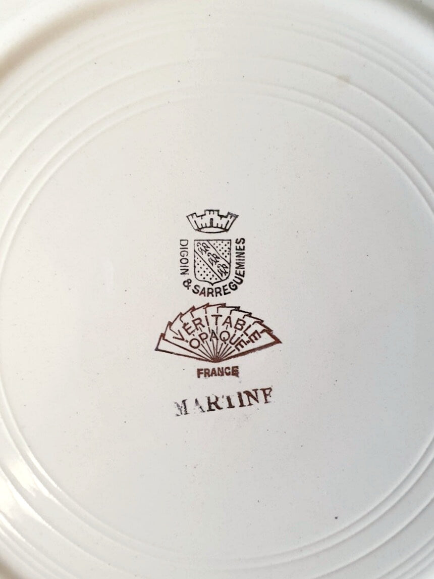 picture of logo of plate from digoin sarreguemines France 'Martine' Series