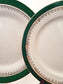 picture of two same dark green color vintage dinner plate with silver rim from Digoin sarreguemines