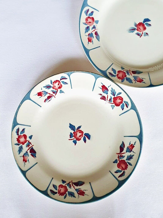 Set of 4, Digoin Ninette, vintage plates, earthenware