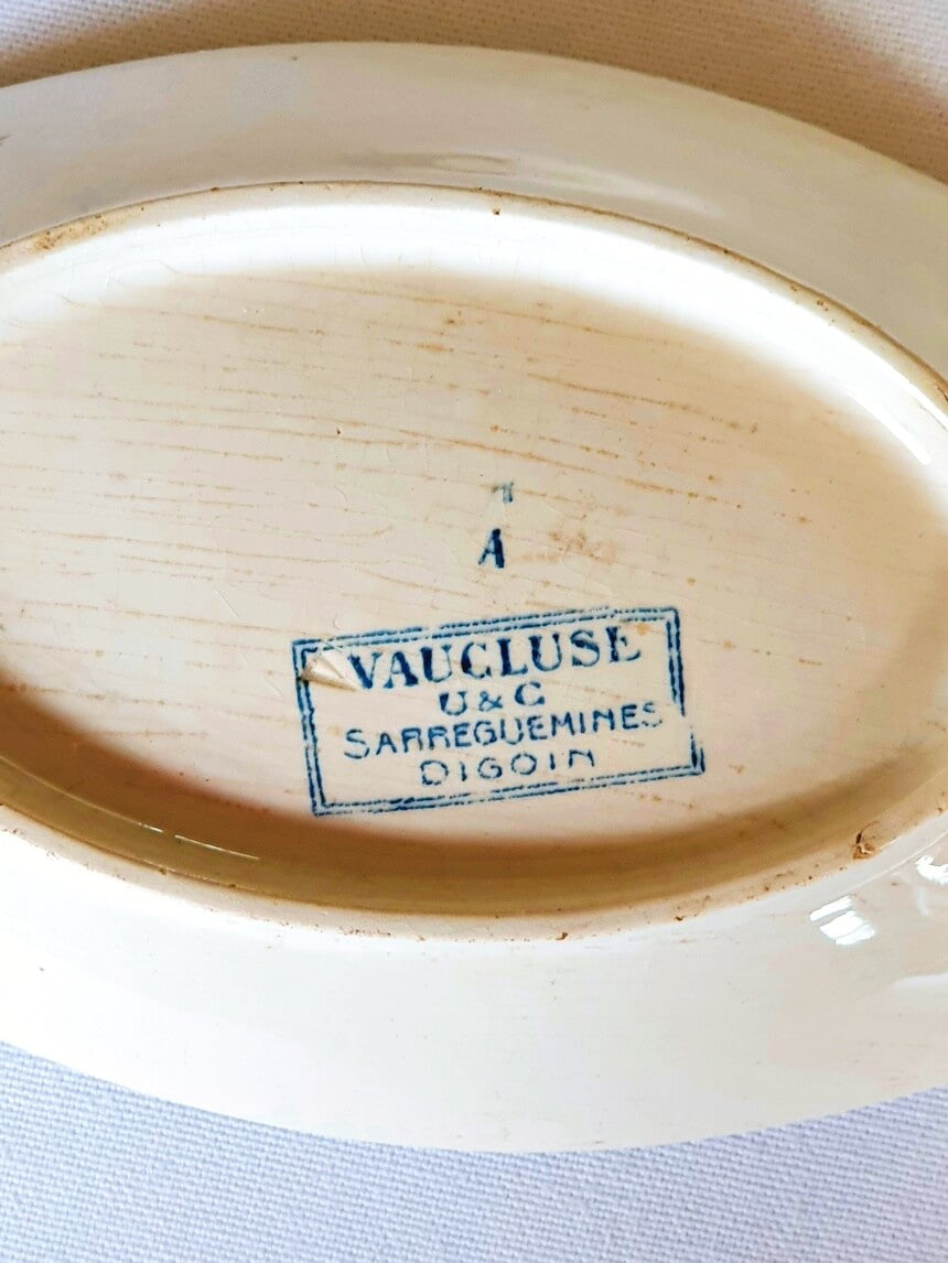 Set of 2, Digoin, Vaucluse, vintage sauce boat & ravier, ironstone