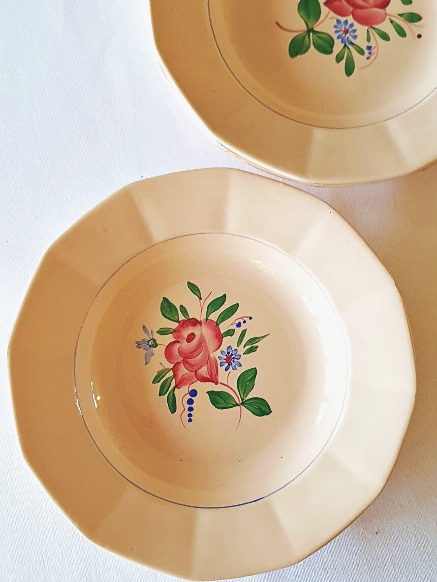 picture of sarreguemines digoin vintage pink flowers deep plate